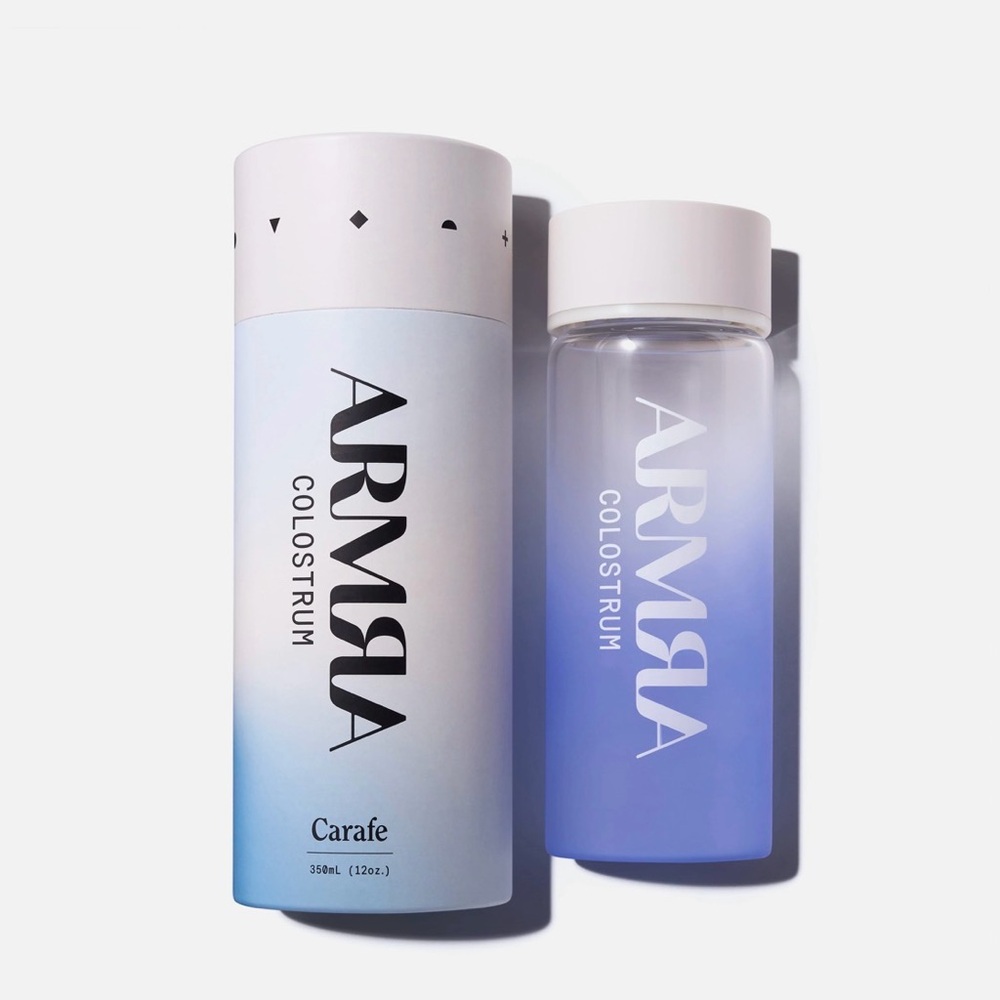 NEW ARMRA Carafe glass water bottle. 350ml. BPA & Plastic Free. Dishwasher Safe